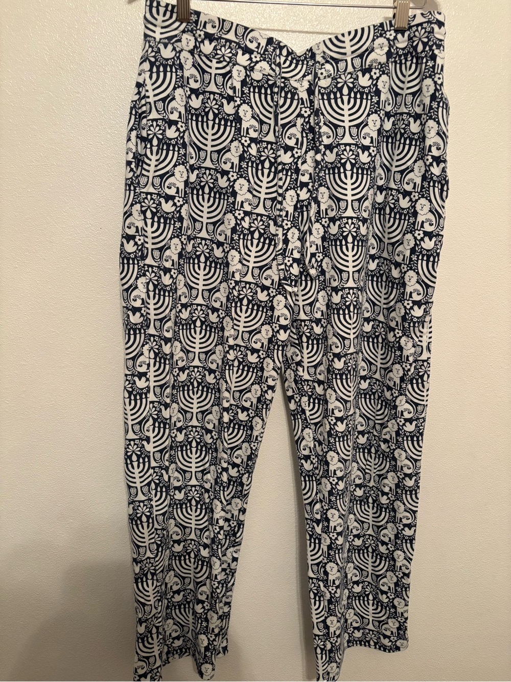kate quinn Navy and White menorah print  lounge/ pajama pants S